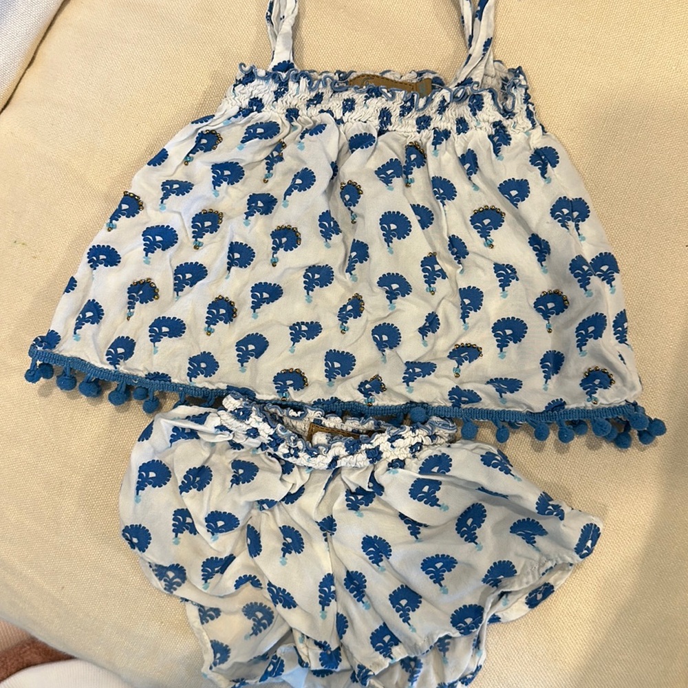 Skemo little girls 0-2 two piece block print outfit